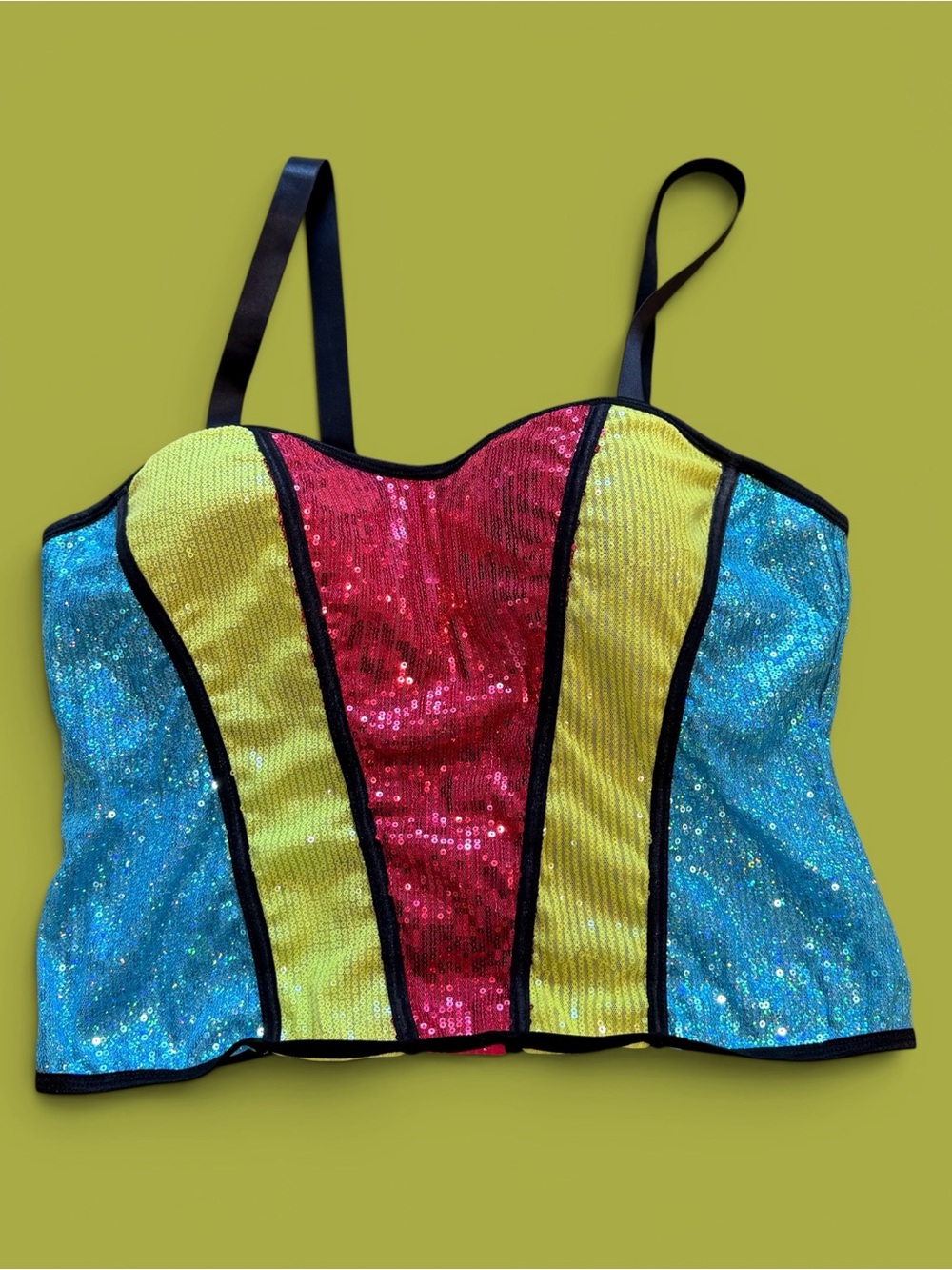 OPPA! Sequin Bustier Top, Size 2X. Bright Neon Colors!